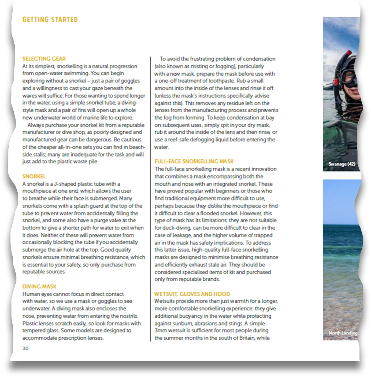 Snorkelling Britain book extract showing essential information on how to get started