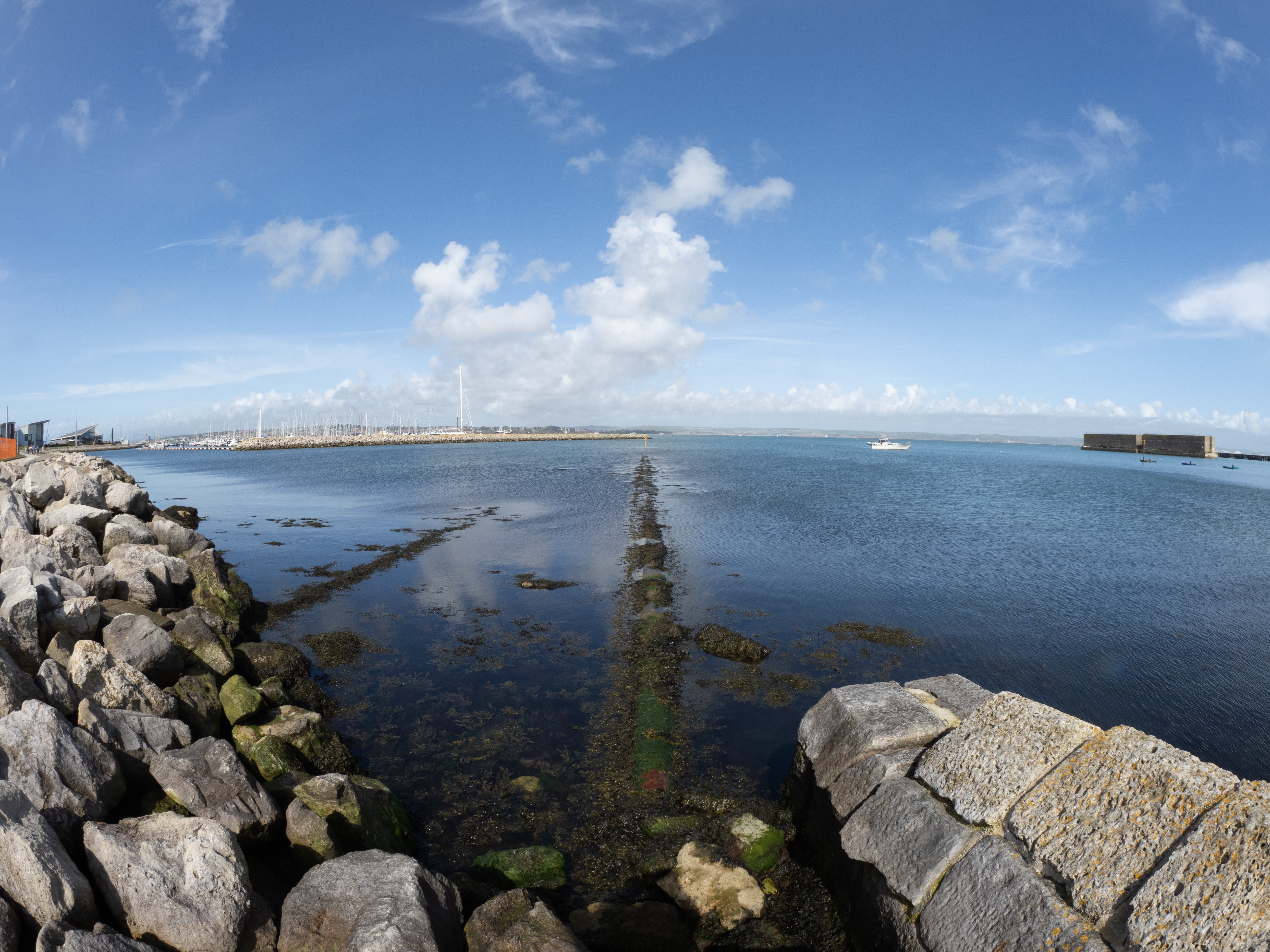 Photo of storm pipe projecting to sea at Portland Castle